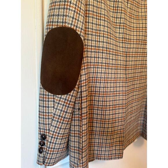 DAKS London Wool Men’s Blazer Elbow Patch Vintage Sport Coat Houndstooth Med 42R - Picture 8 of 9